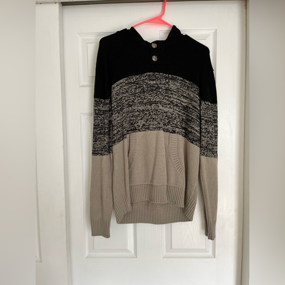 Men's Black and Gray Hoodie Pullover Sweater size Large - Picture 3 of 13